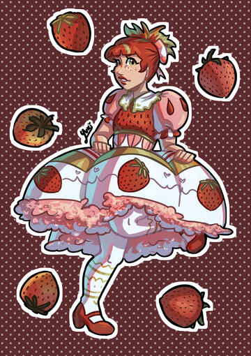 Poster of a strawberry inspired girl from the fruit collection