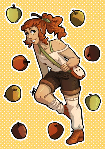 poster of an apple inspired girl from the fruit collection