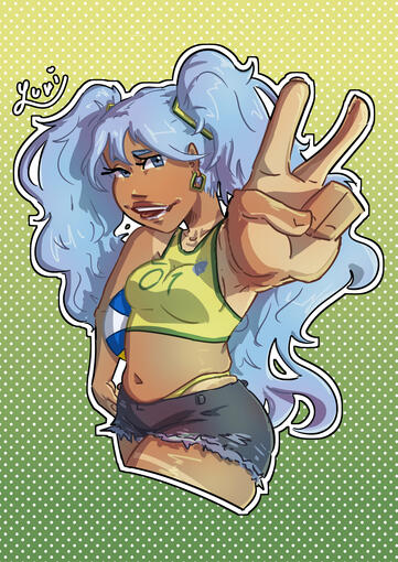 Character illustrated is Brazillian Hatsune Miku