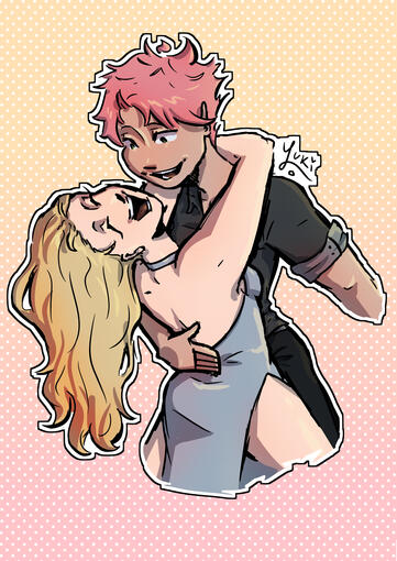 Characters illustrated are Natsu Dragneel and Lucy Heartfillia from Fairy tail
