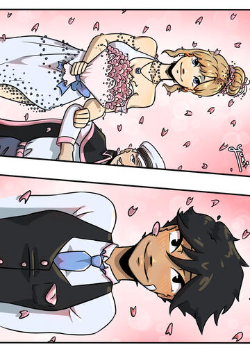 Characters illustrated are Shiki Granbell and Rebecca Bluegarden from Edens zero