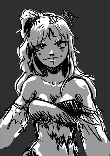 Character illustrated is Lucy Heartfillia from Fairy tail