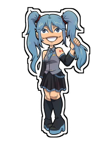 Character illustrated is Hatsune Miku
